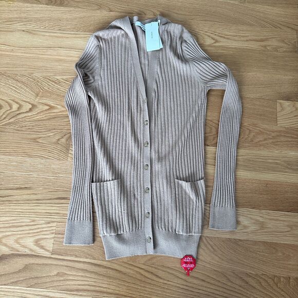 VINCE Beige Camel Button Down Ribbed Cardigan Sweater, size XS - Picture 1 of 7